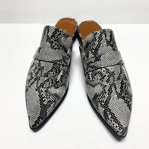 XYD Snake Print Pointed Toe Slide Mule Ballet Flat